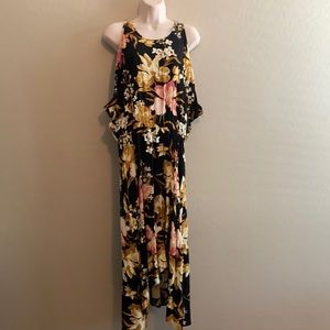 Cold shoulder floral print dress